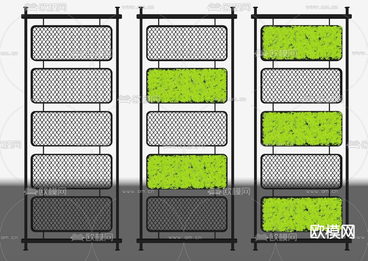 工业风绿植屏风隔断su模型下载（渲染图2）