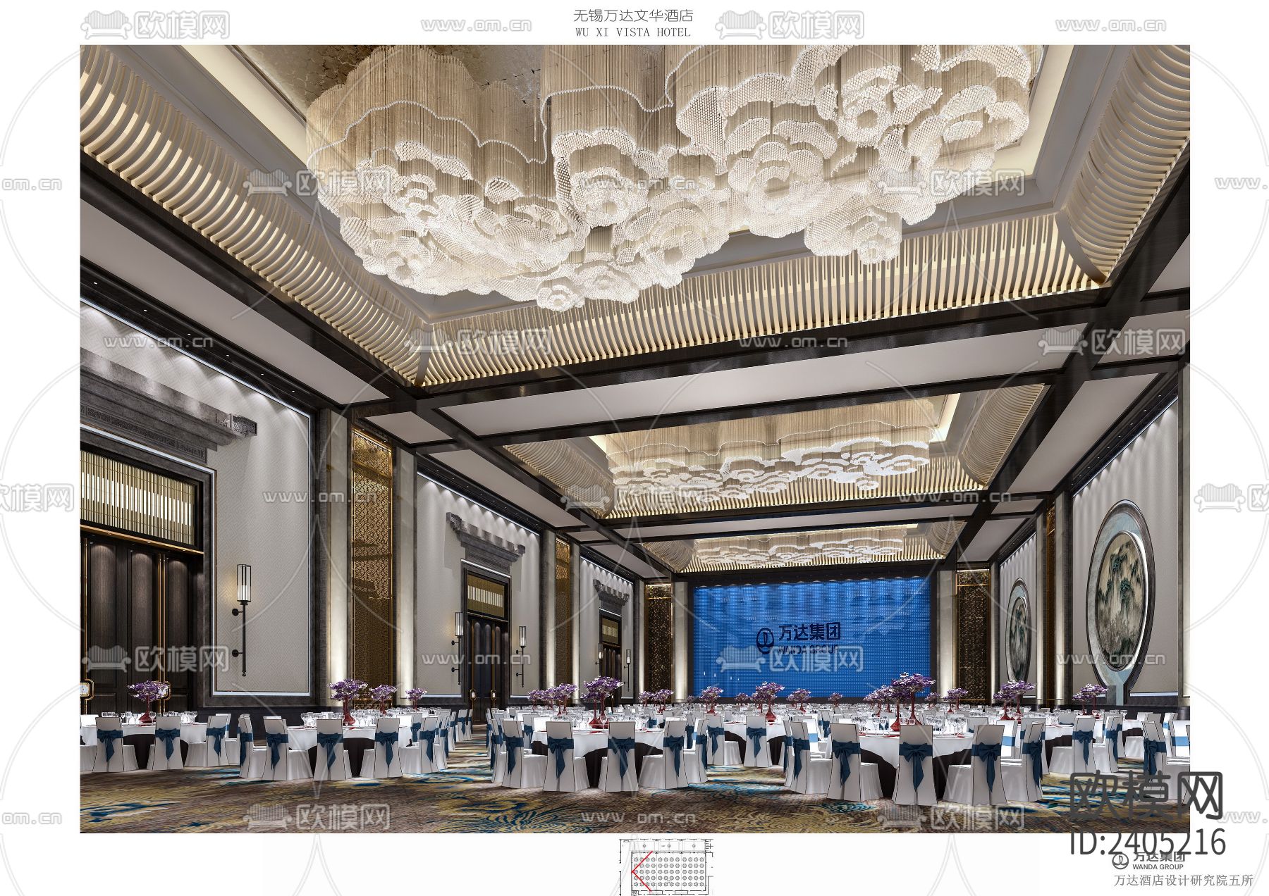 万达文华酒店设计cad施工图下载（渲染图4）