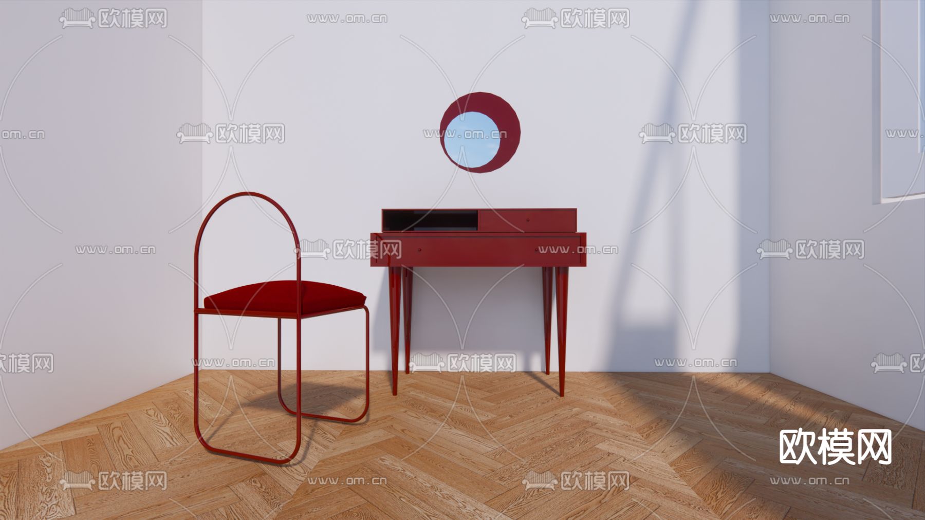 现代梳妆台su模型下载（渲染图3）
