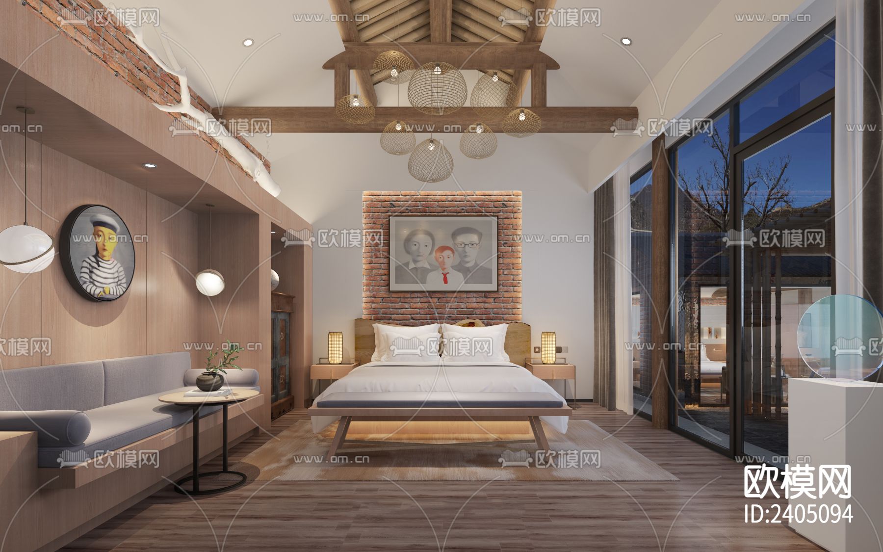 民宿CAD施工图下载（渲染图3）