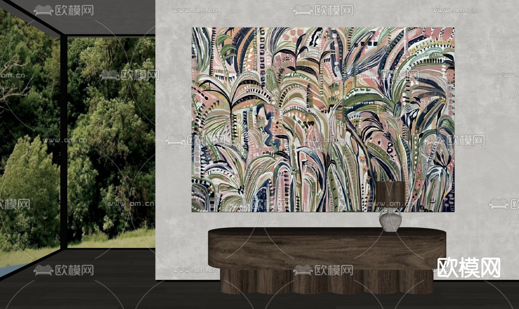 侘寂抽象装饰画 挂画su模型