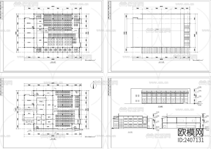 食堂建筑設(shè)計(jì)cad施工圖下載(渲染圖4)
