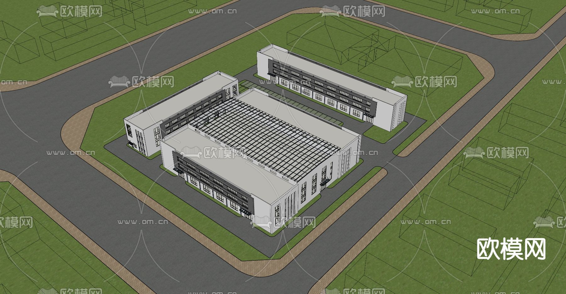 产业园建筑鸟瞰su模型下载（渲染图4）