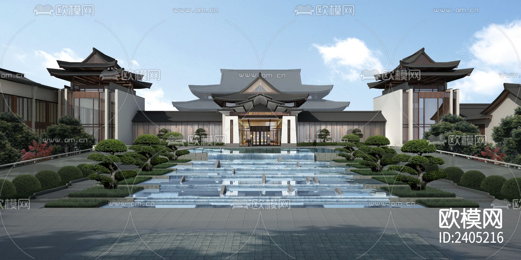 万达文华酒店设计cad施工图下载（渲染图3）