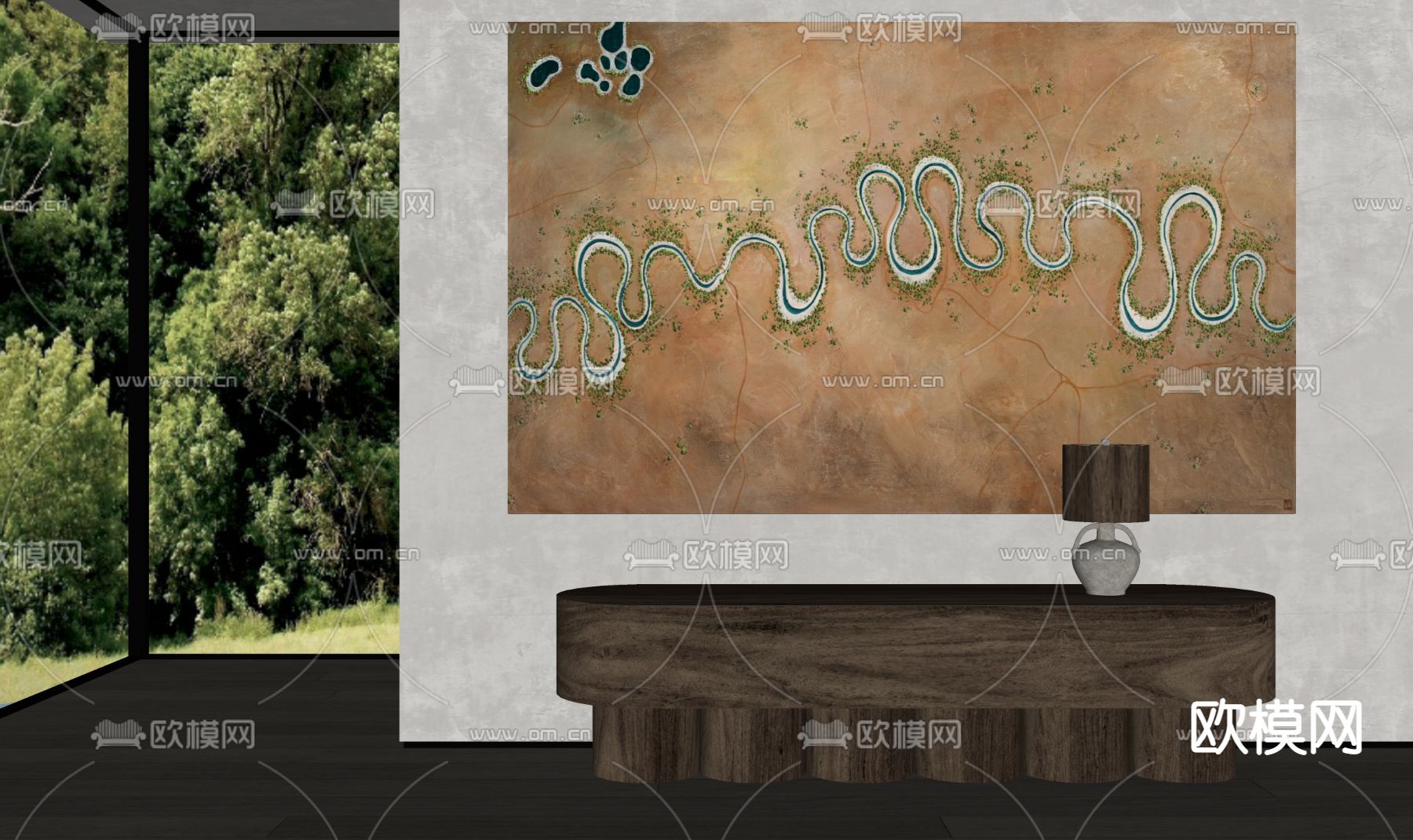 侘寂抽象装饰画 挂画su模型