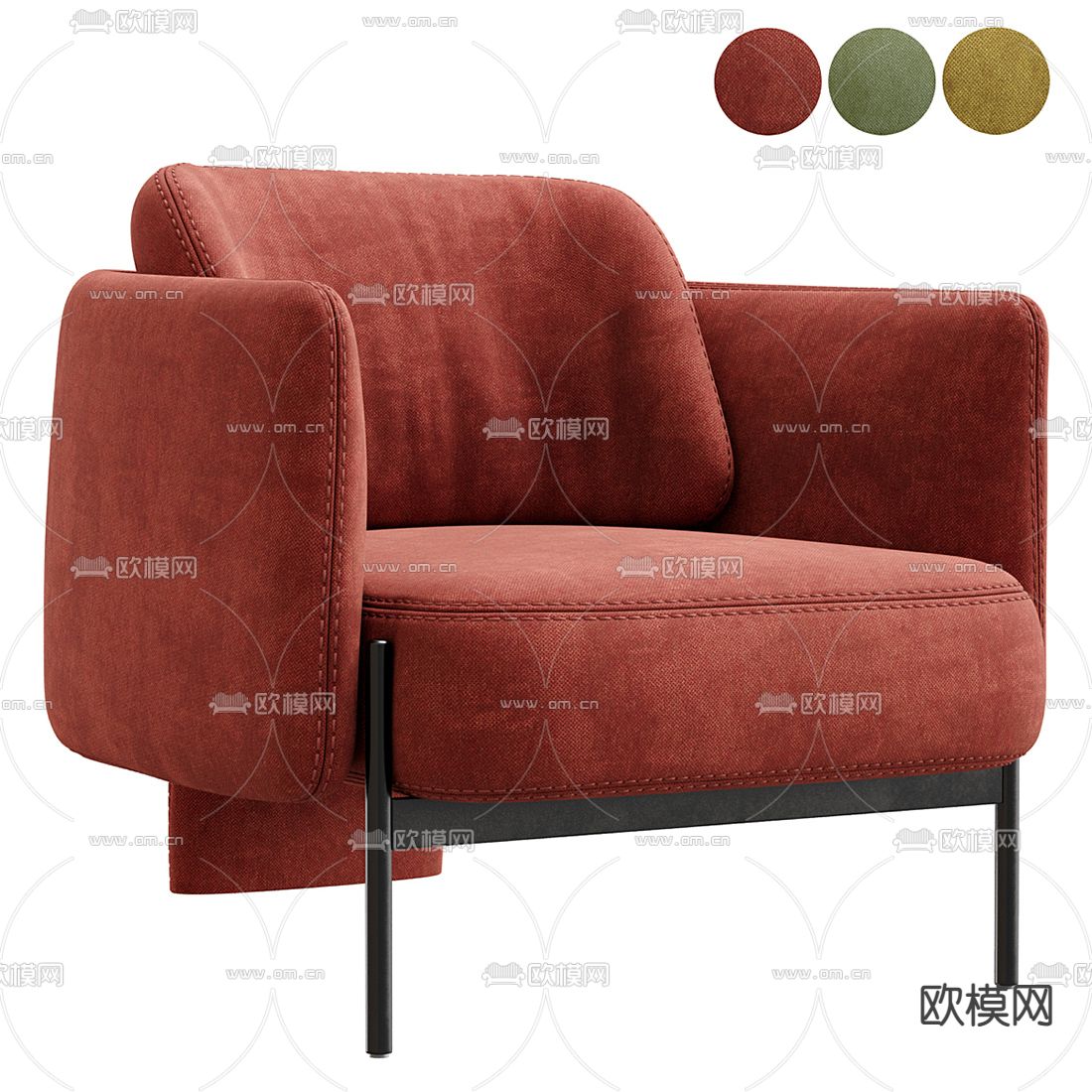 现代单人沙发3d模型下载（渲染图1）