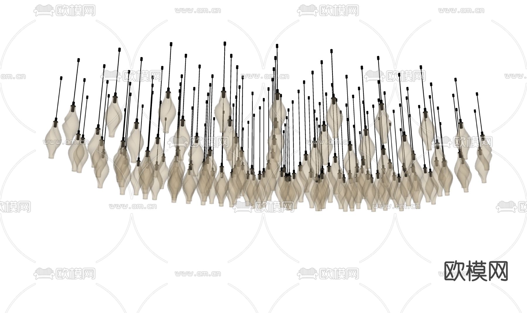 轻奢水晶吊灯 大堂吊灯su模型下载（渲染图2）