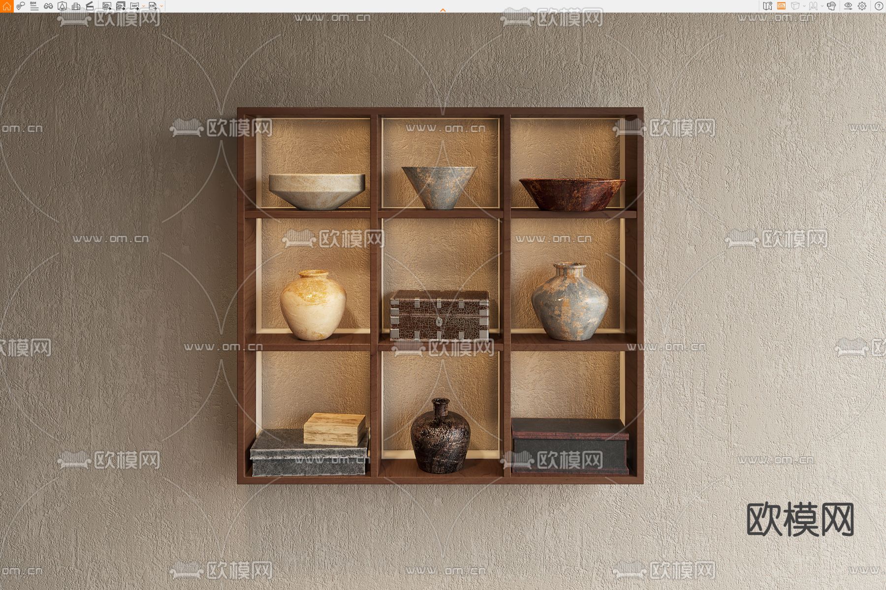 侘寂壁柜su模型下载（渲染图3）