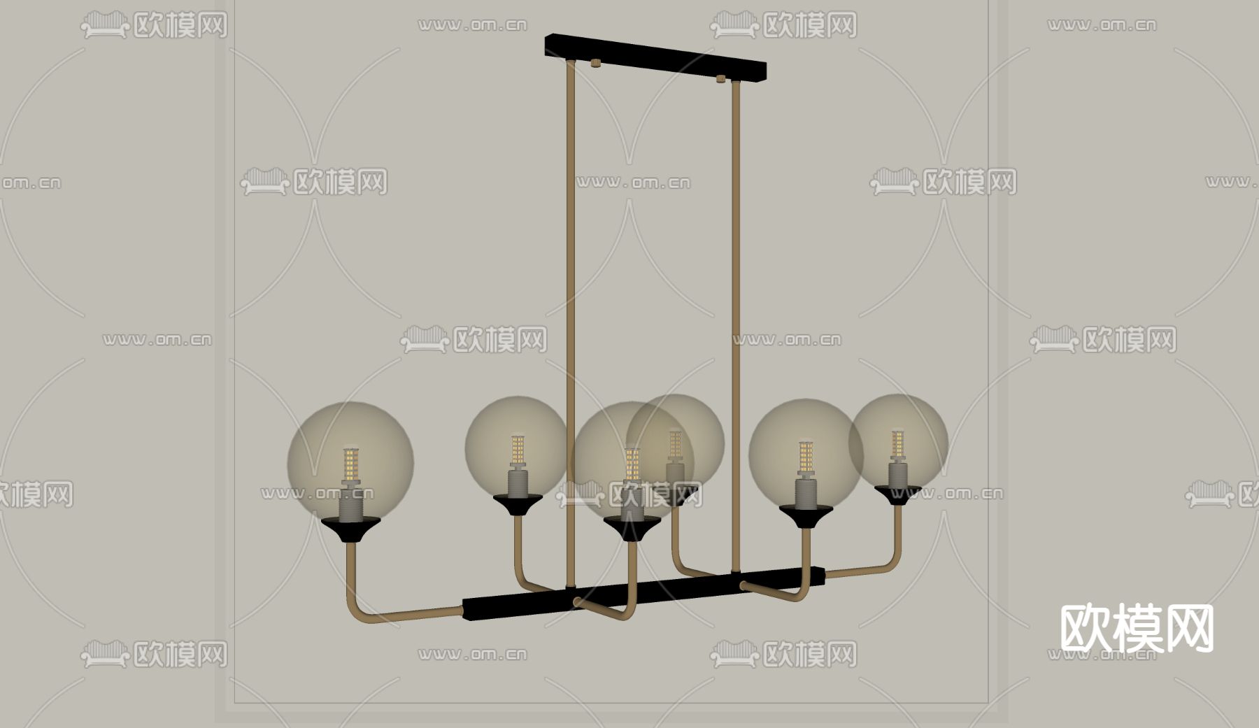 轻奢黄铜吊灯 多头吊灯su模型