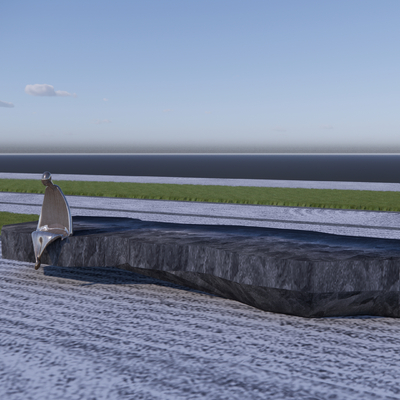  户外异形长条石凳su模型 