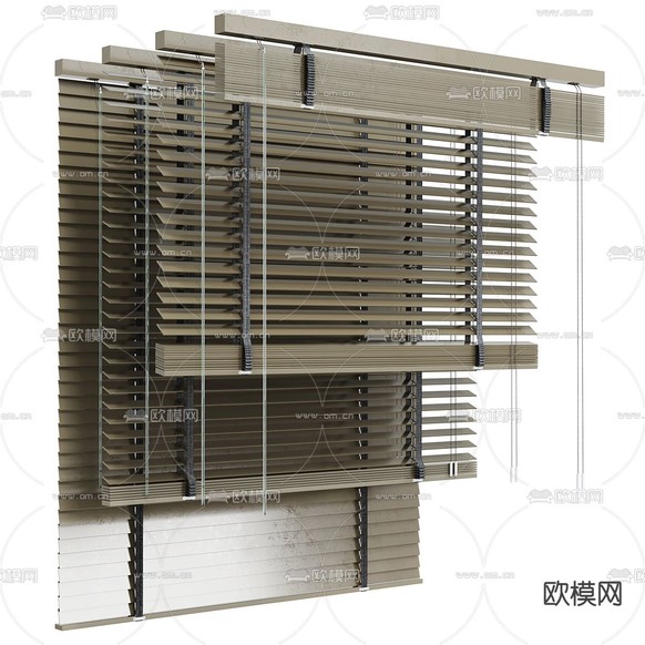 现代百叶窗 竹帘3d模型下载(渲染图1)
