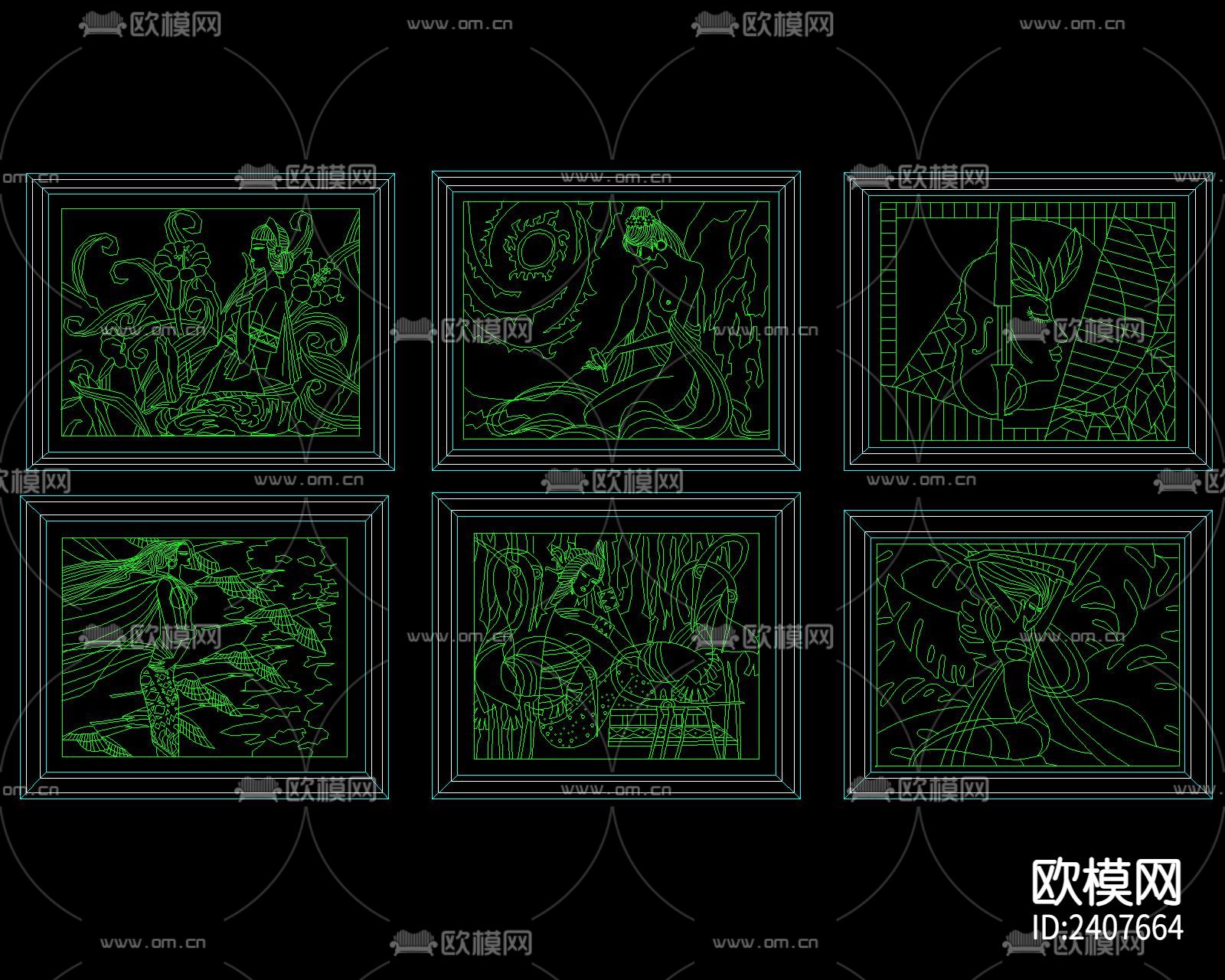 中国画设计cad施工图下载（渲染图1）