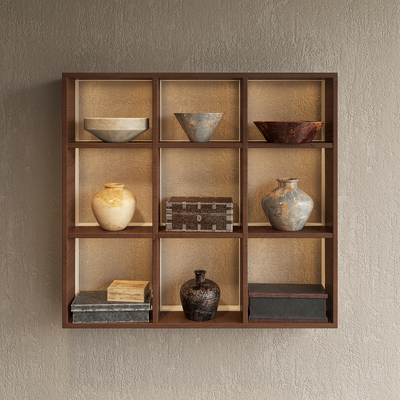  侘寂壁柜su模型 