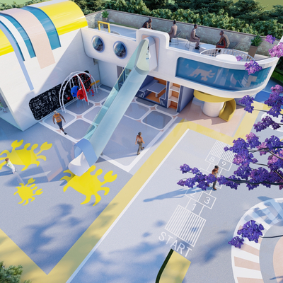  海洋主题游乐园 鸟瞰规划su模型 