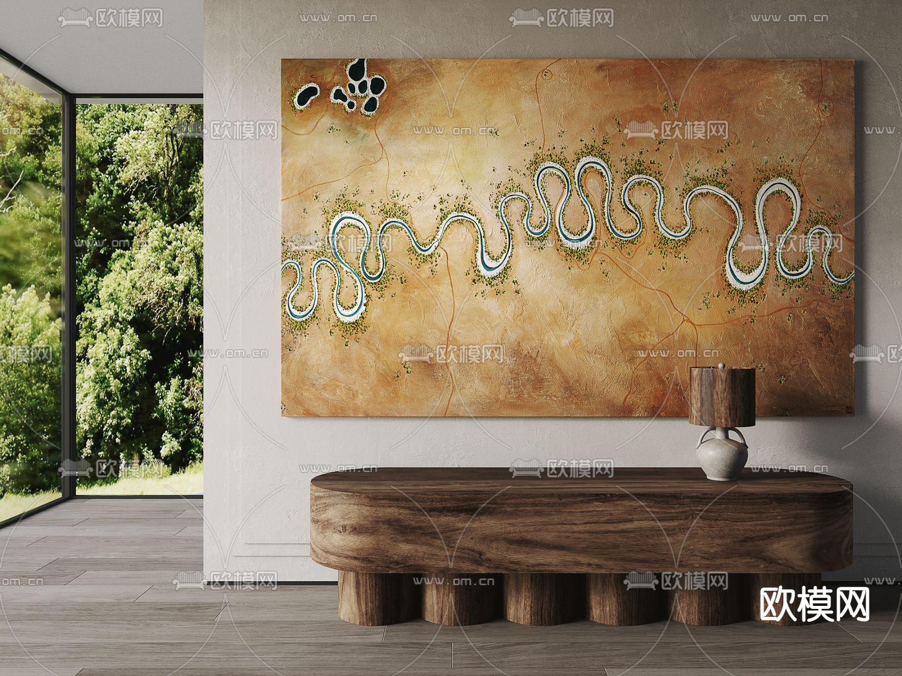 侘寂抽象装饰画 挂画su模型