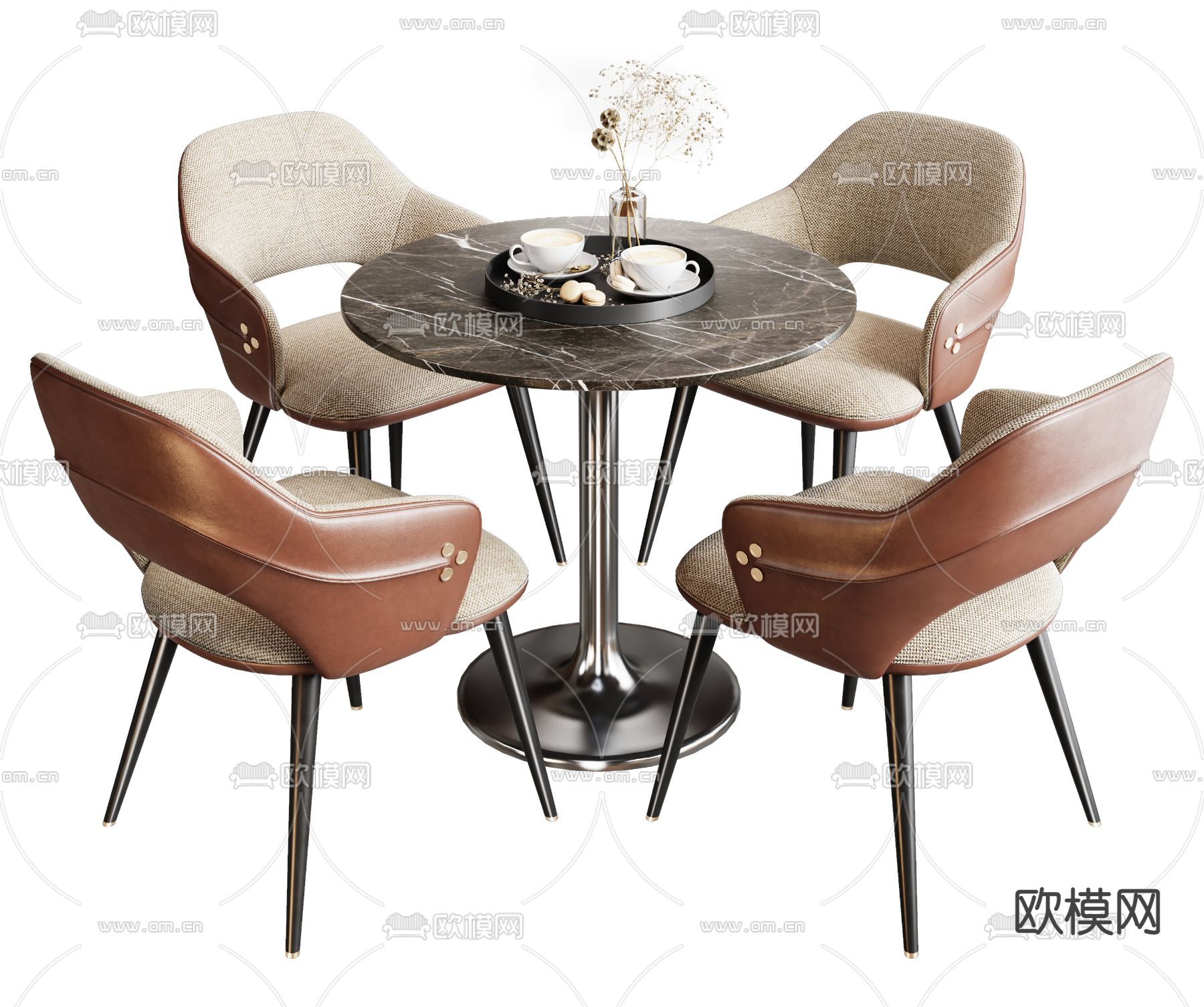 圆形休闲桌椅3d模型下载