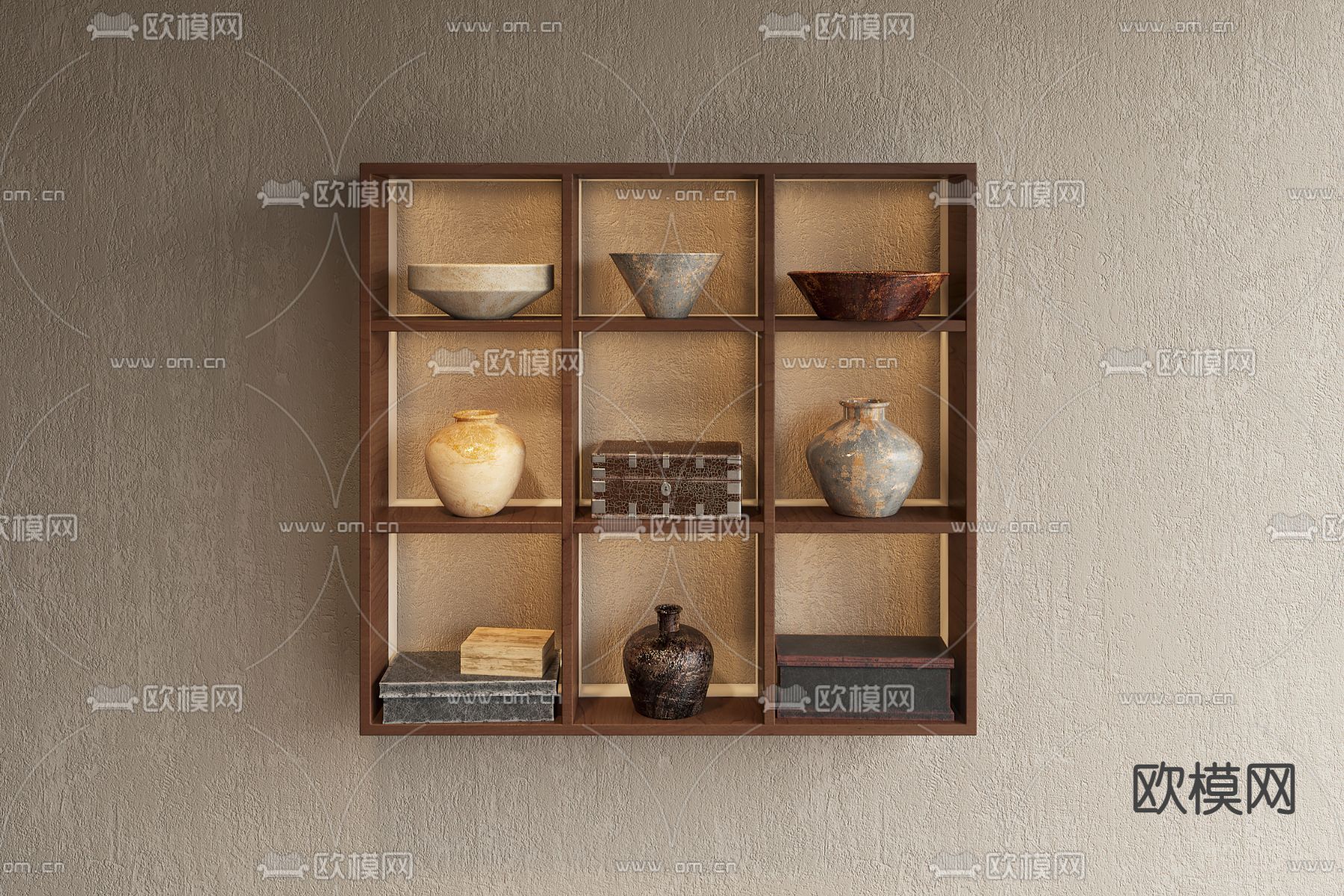 侘寂壁柜su模型下载（渲染图1）