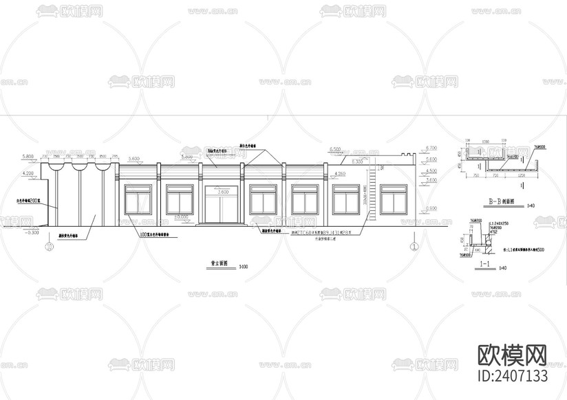 食堂建筑設(shè)計(jì)cad施工圖下載(渲染圖2)