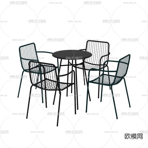 休闲桌椅3d模型下载（渲染图4）