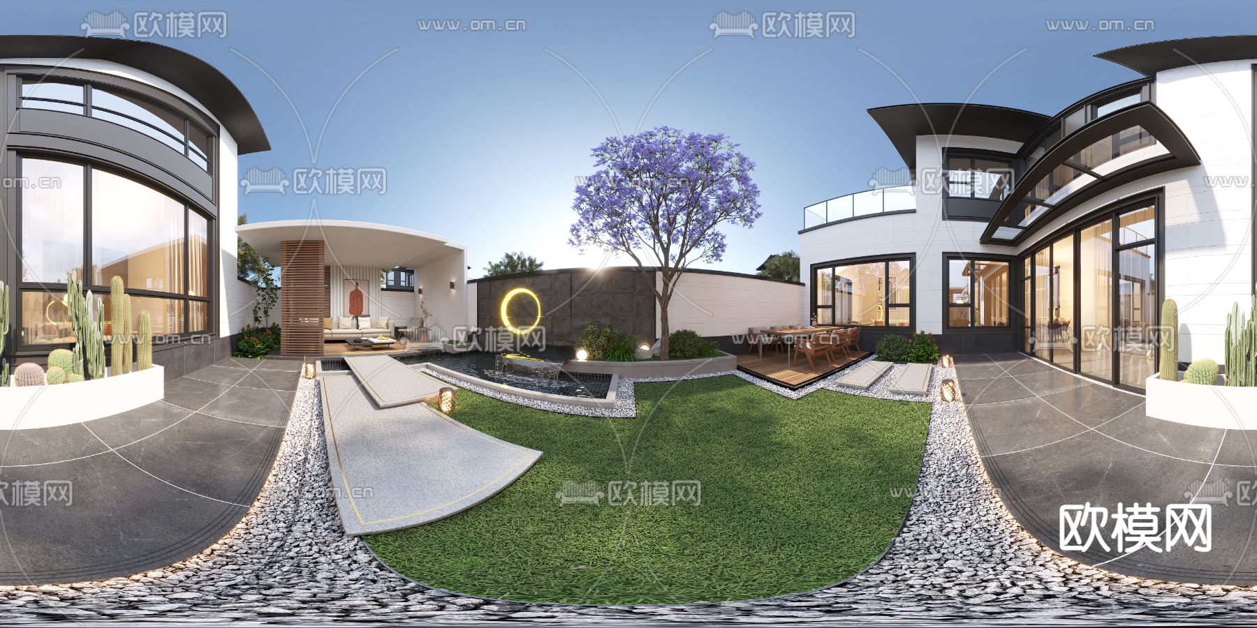 现代庭院景观CR全景3d模型下载_ID12231478_3dmax免费模型-欧模网