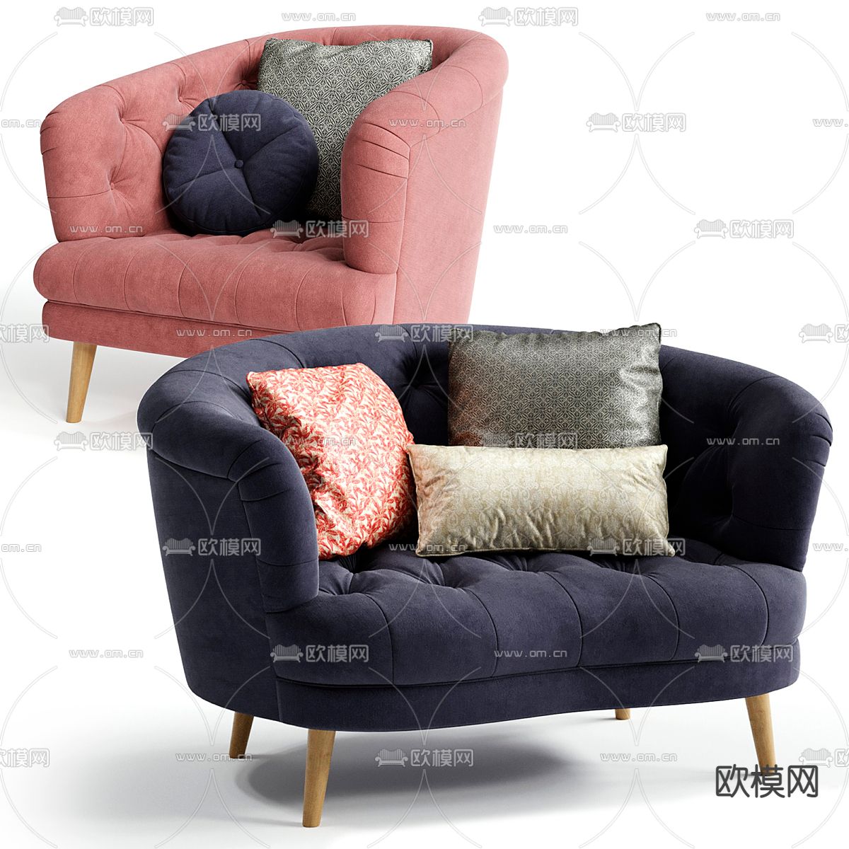 单人沙发 绒布沙发3d模型下载