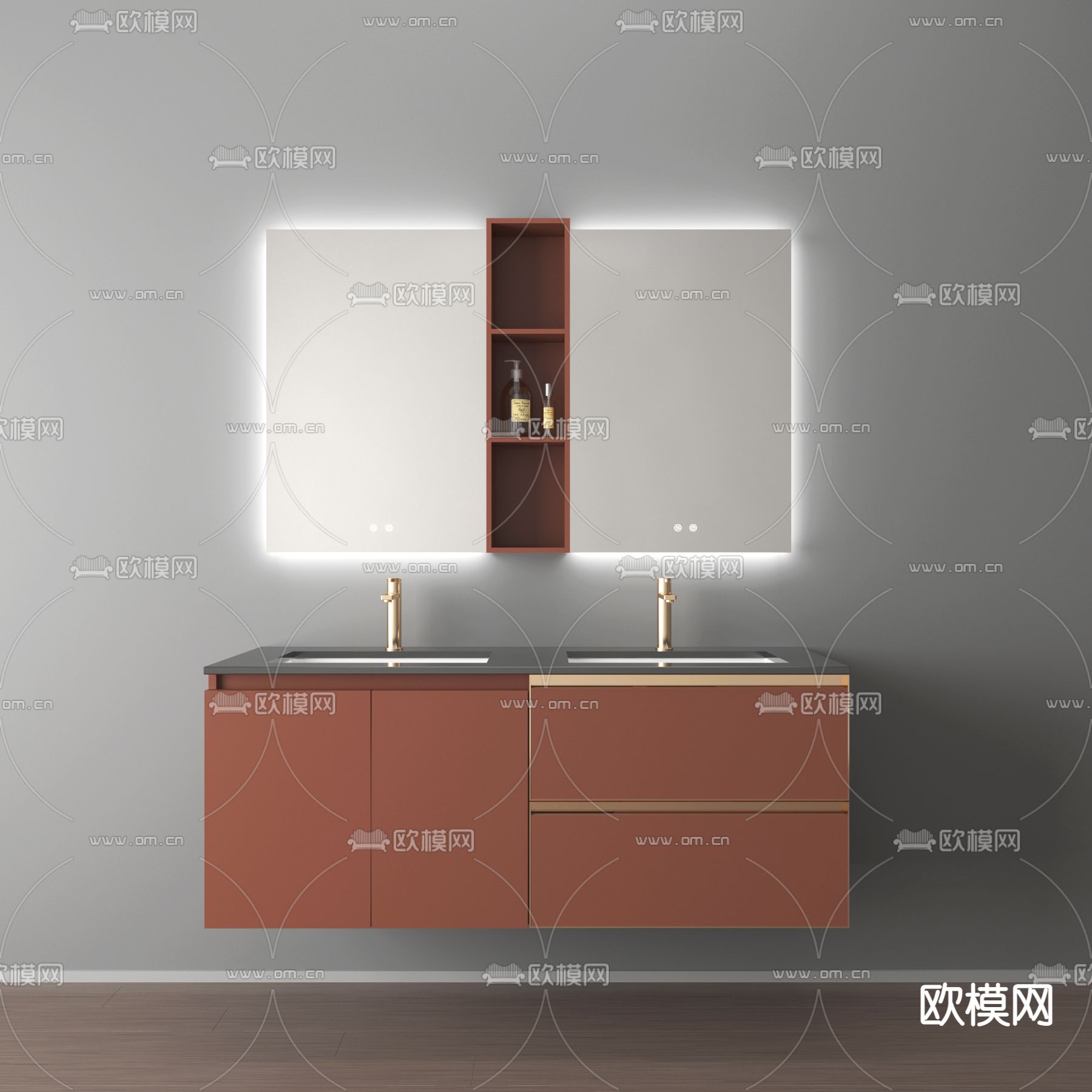 双盆洗手台 浴室柜 卫浴柜3d模型下载_ID12230370_3dmax免费模型-欧模网