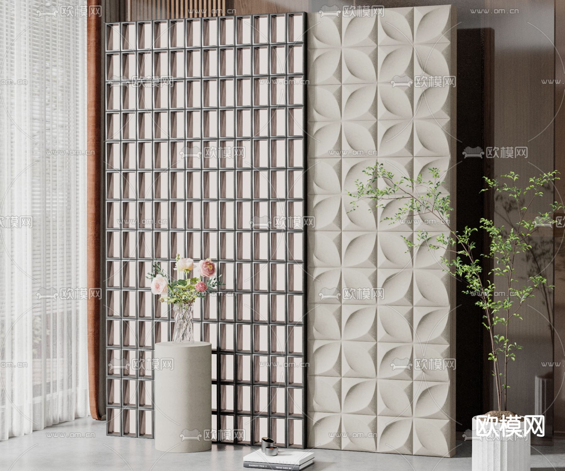 侘寂隔断屏风3d模型下载