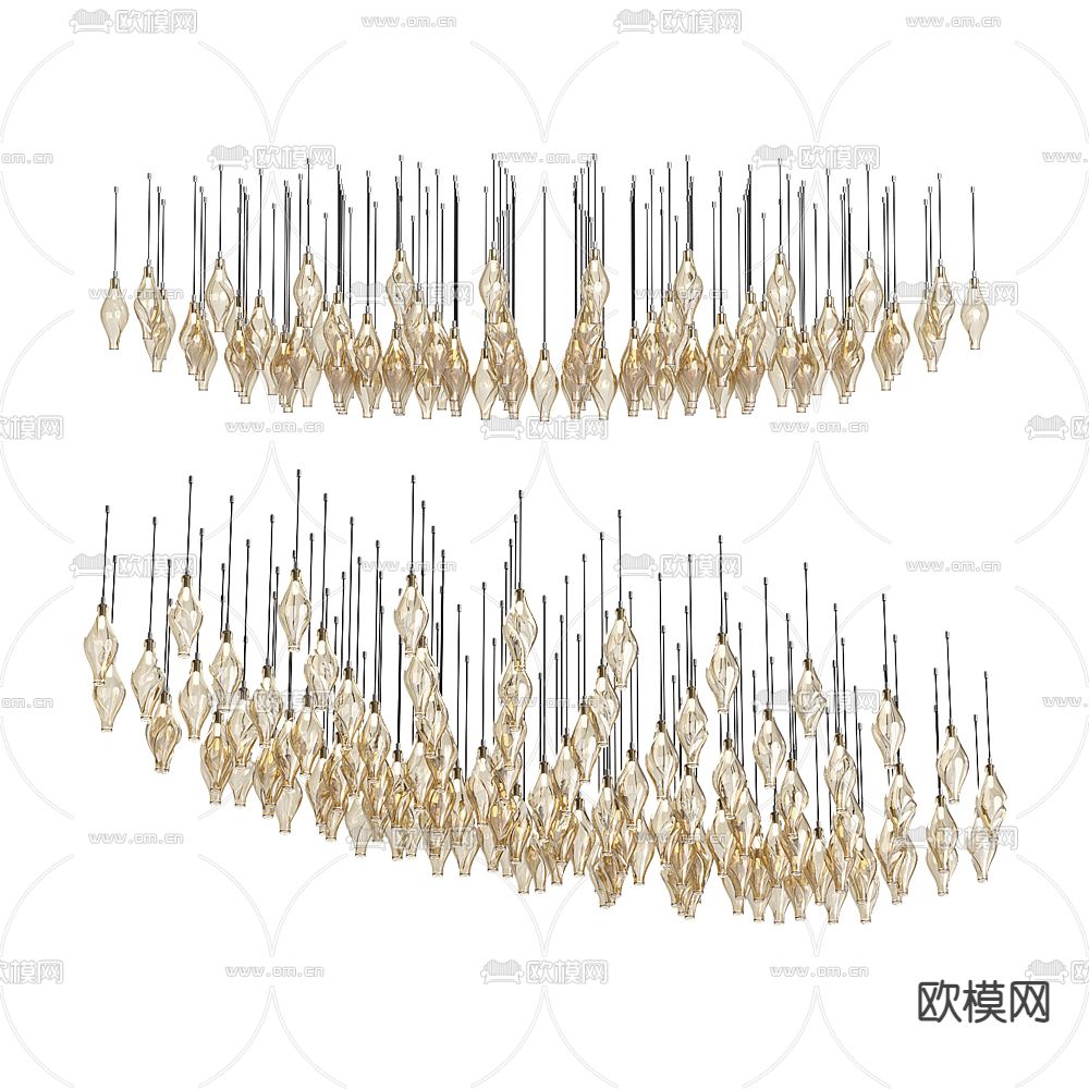 轻奢水晶吊灯 大堂吊灯su模型下载（渲染图1）