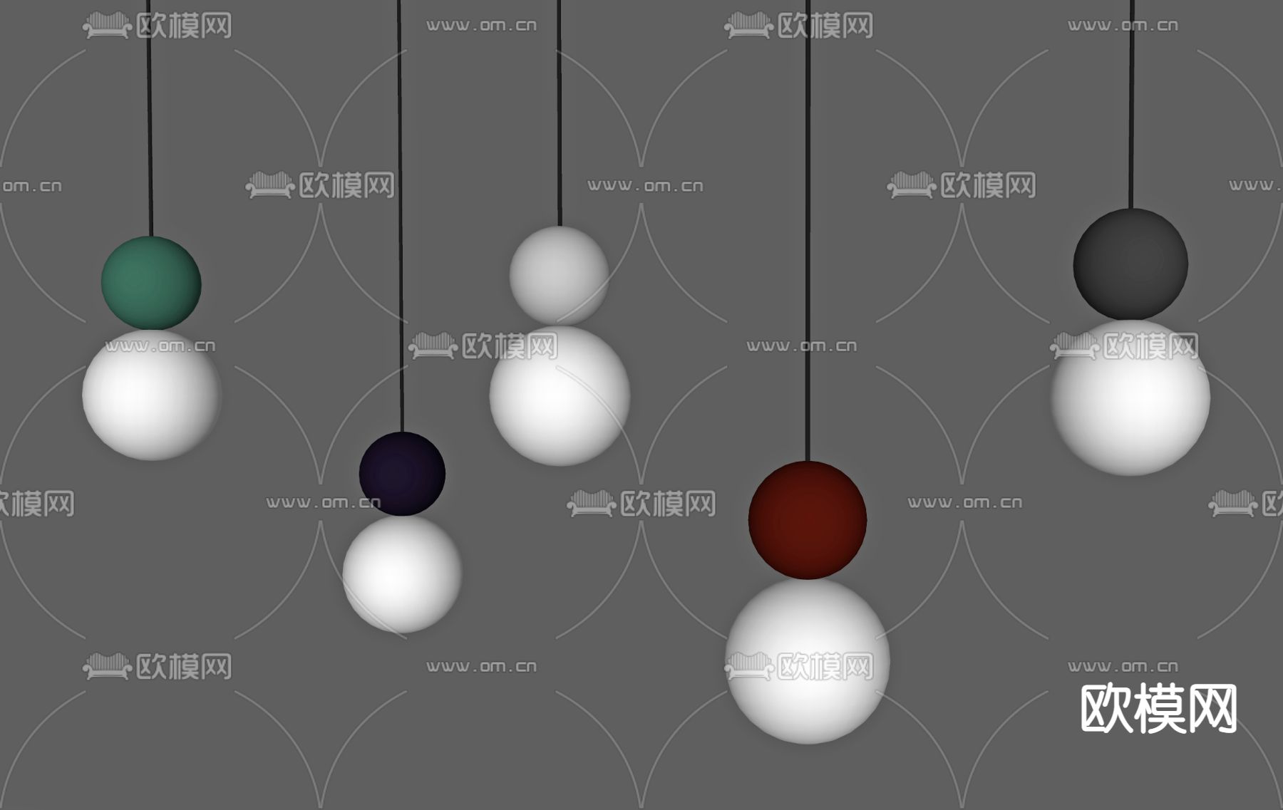 现代小吊灯su模型下载（渲染图2）