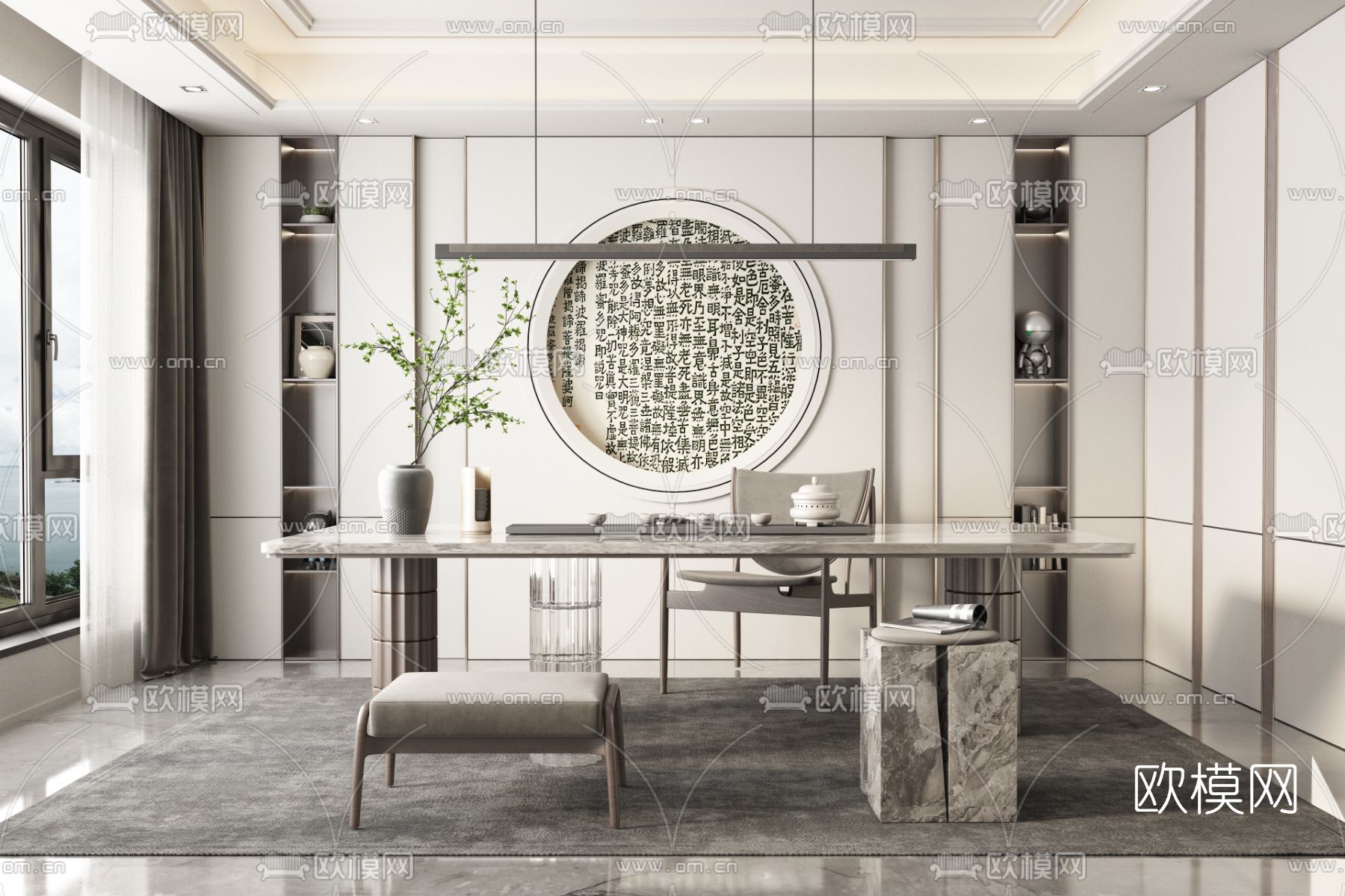 新中式茶室3d模型下载