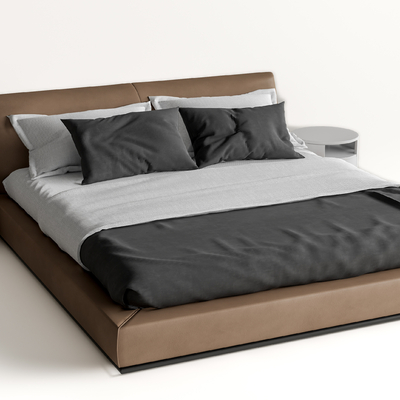 现代双人床su模型