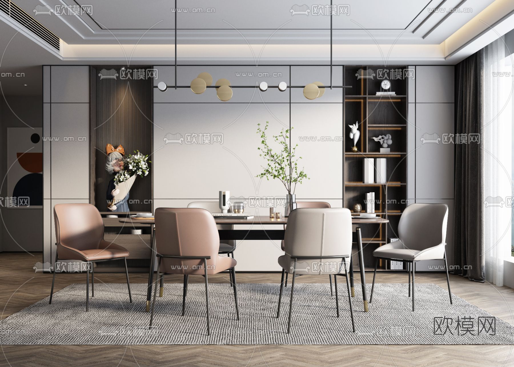 现代餐桌椅3d模型下载