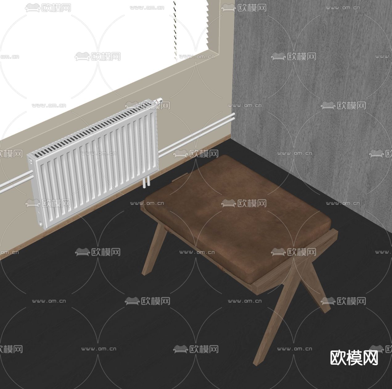 侘寂风凳子 皮凳su模型