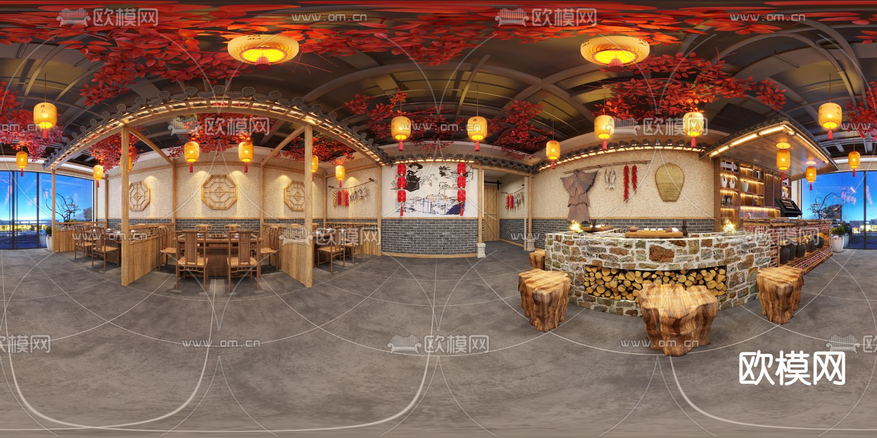 农家乐餐厅CR全景3d模型