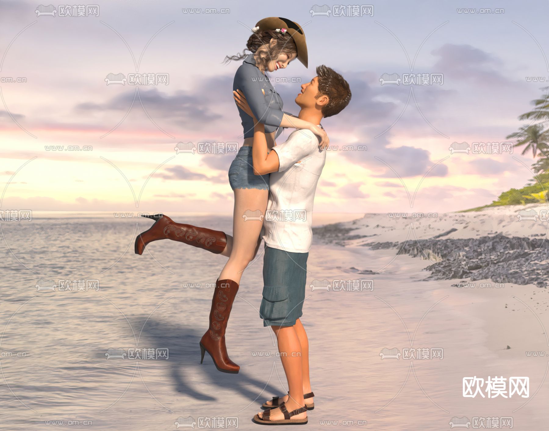 现代人物 情侣3d模型下载