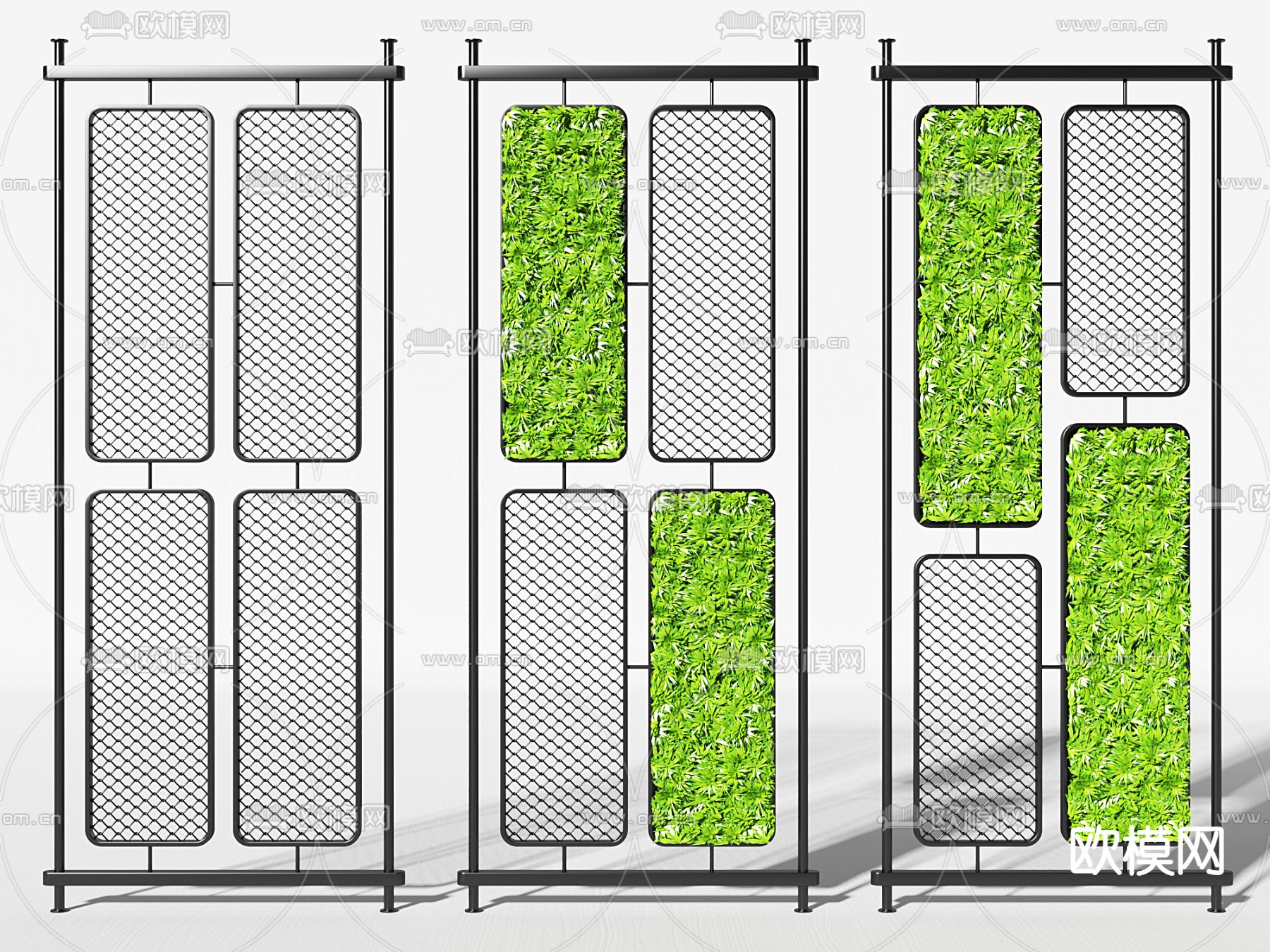 工业风绿植屏风隔断su模型下载