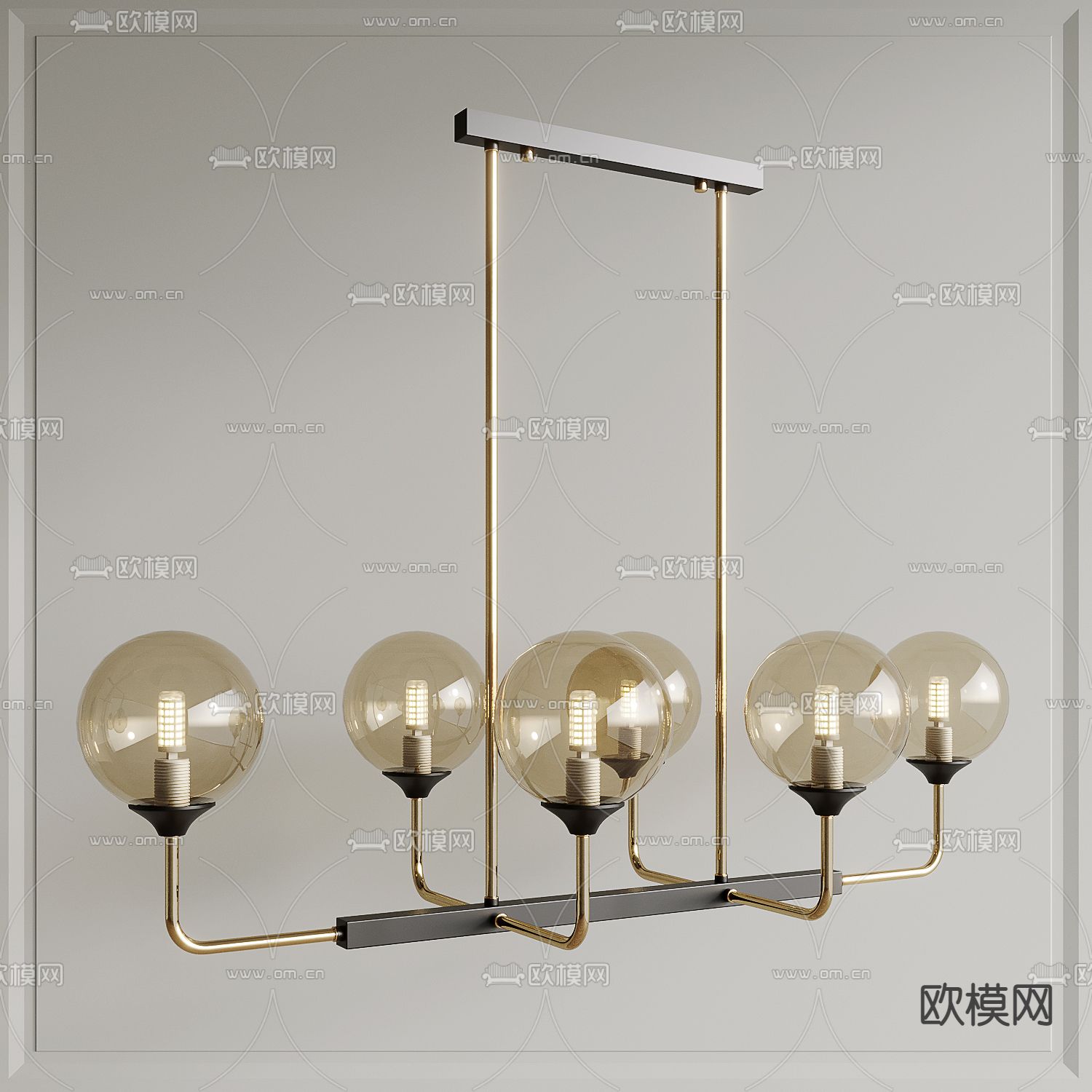 轻奢黄铜吊灯 多头吊灯su模型