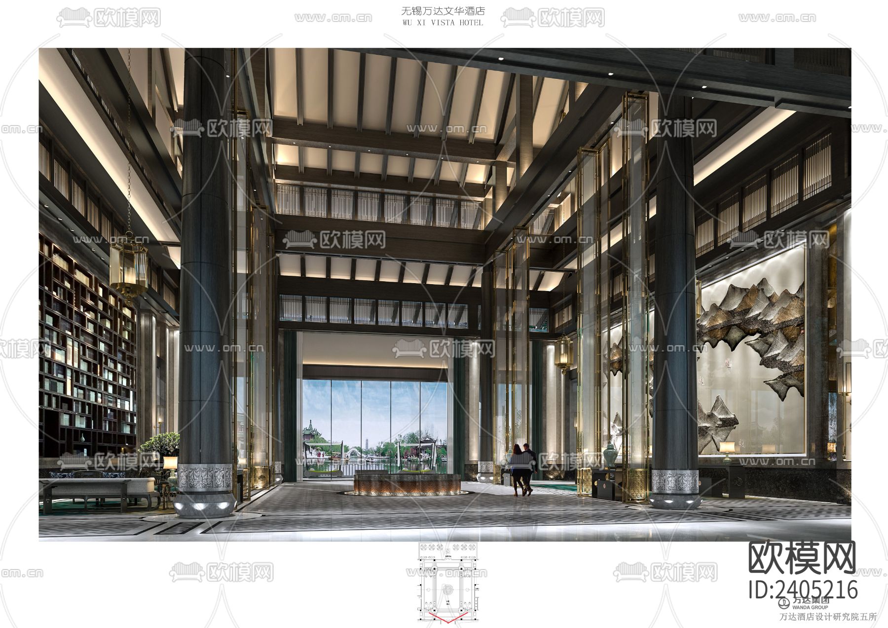 万达文华酒店设计cad施工图下载（渲染图5）