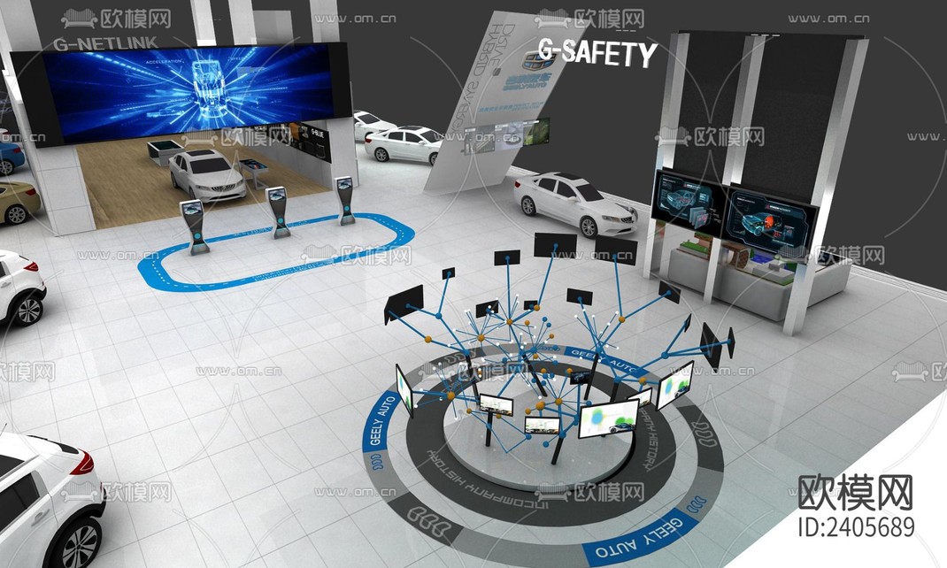 吉利汽车展厅设计cad施工图-免费3dmax模型库-欧模网