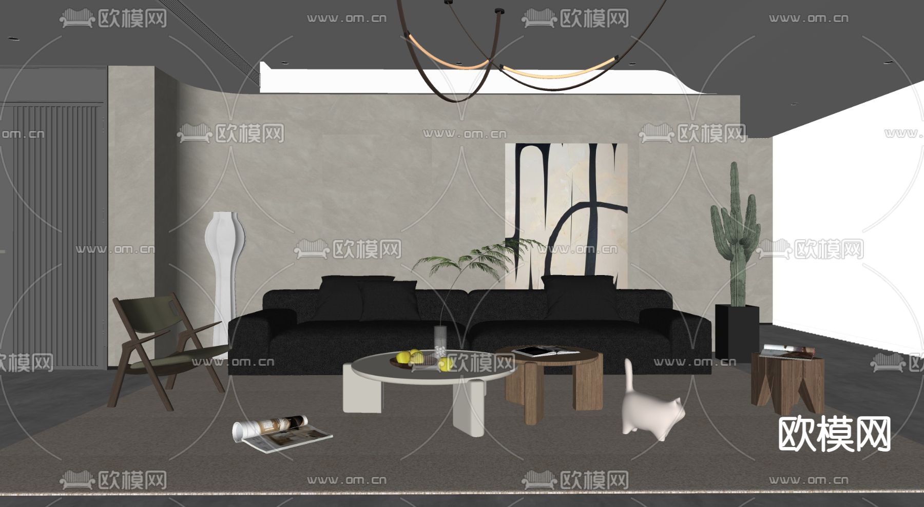 侘寂客厅su模型