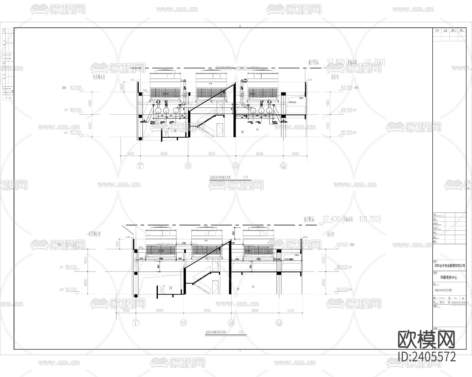 屋顶冷却塔降噪设计cad施工图下载（渲染图1）