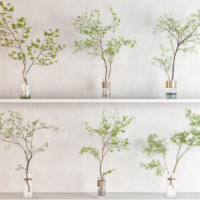  现代水生植物花瓶花艺su模型 