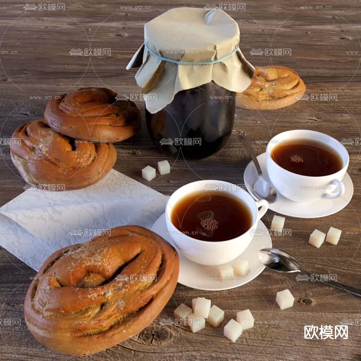 咖啡面包 食物食品3d模型