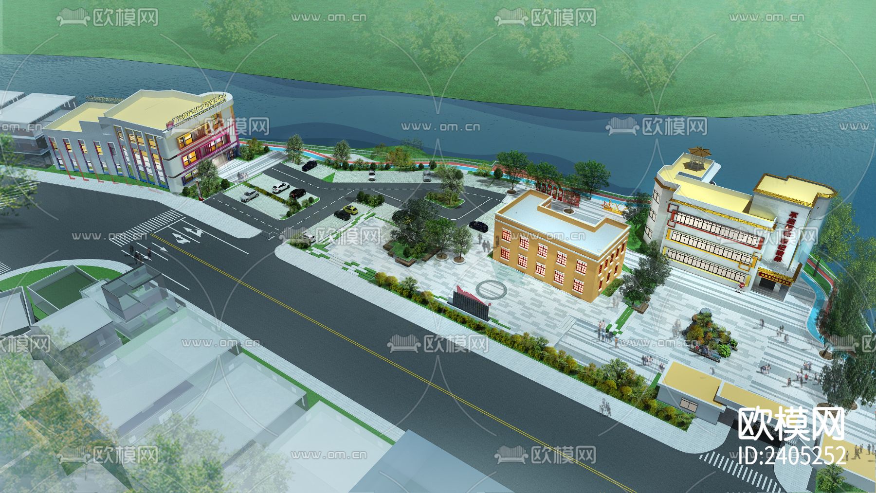 滨水公园景观设计cad施工图下载（渲染图3）