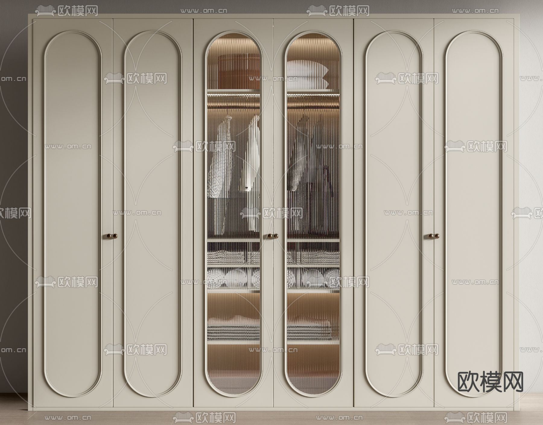 法式玻璃衣柜su模型下载（渲染图1）