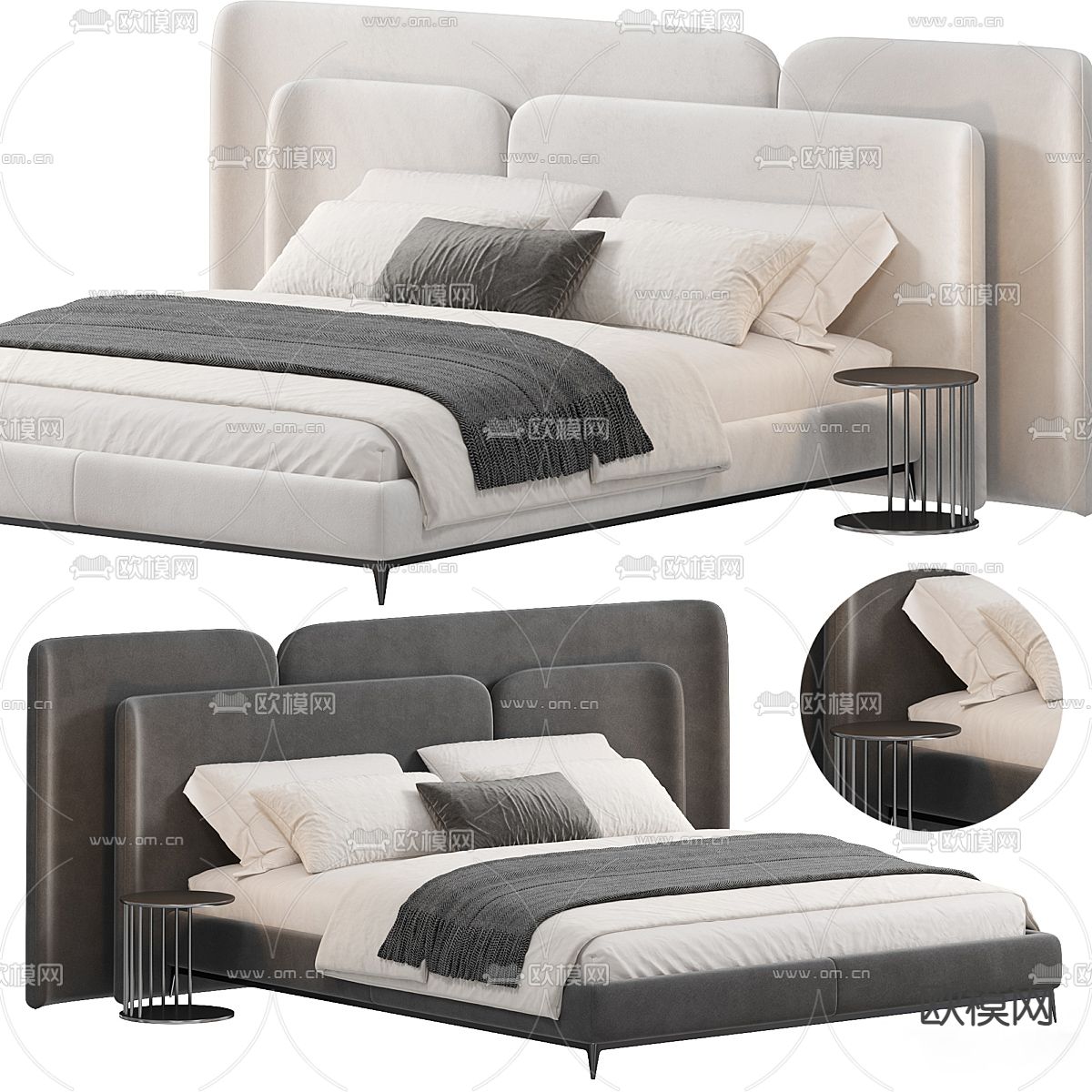 MISSANA 现代双人床3d模型下载