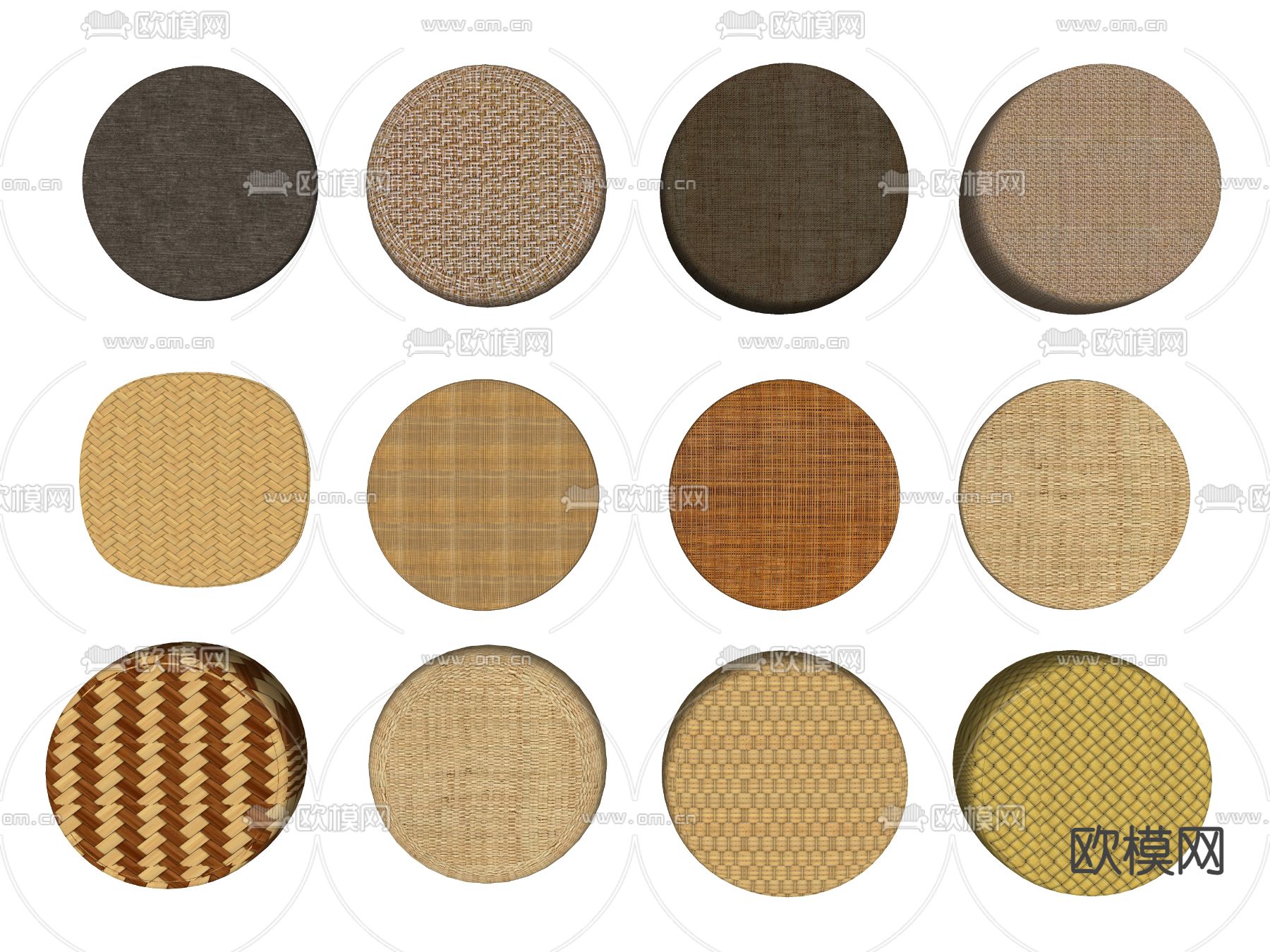 新中式蒲团 坐垫su模型下载（渲染图2）