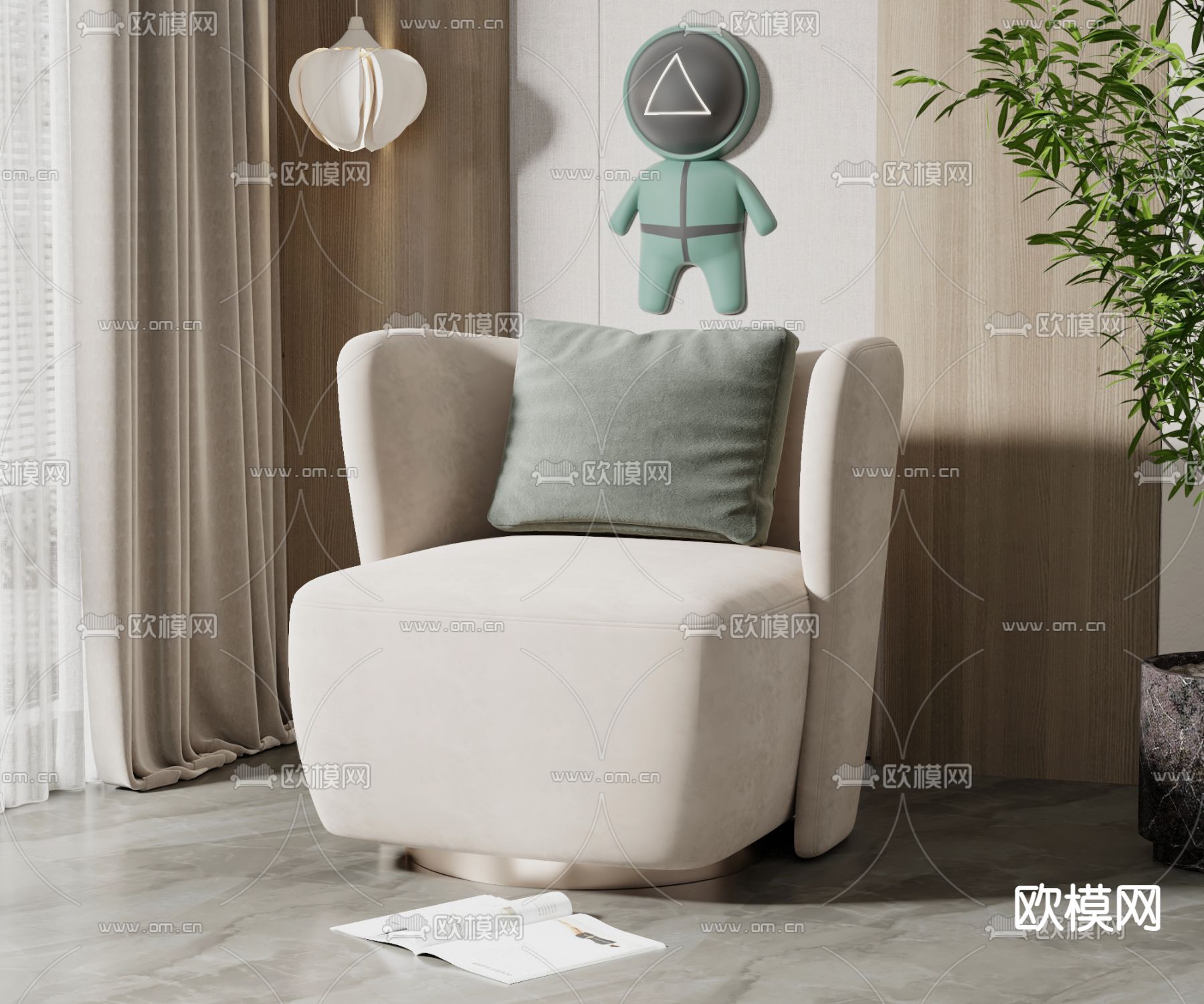 现代单人沙发3d模型下载_ID12233801_3dmax免费模型-欧模网