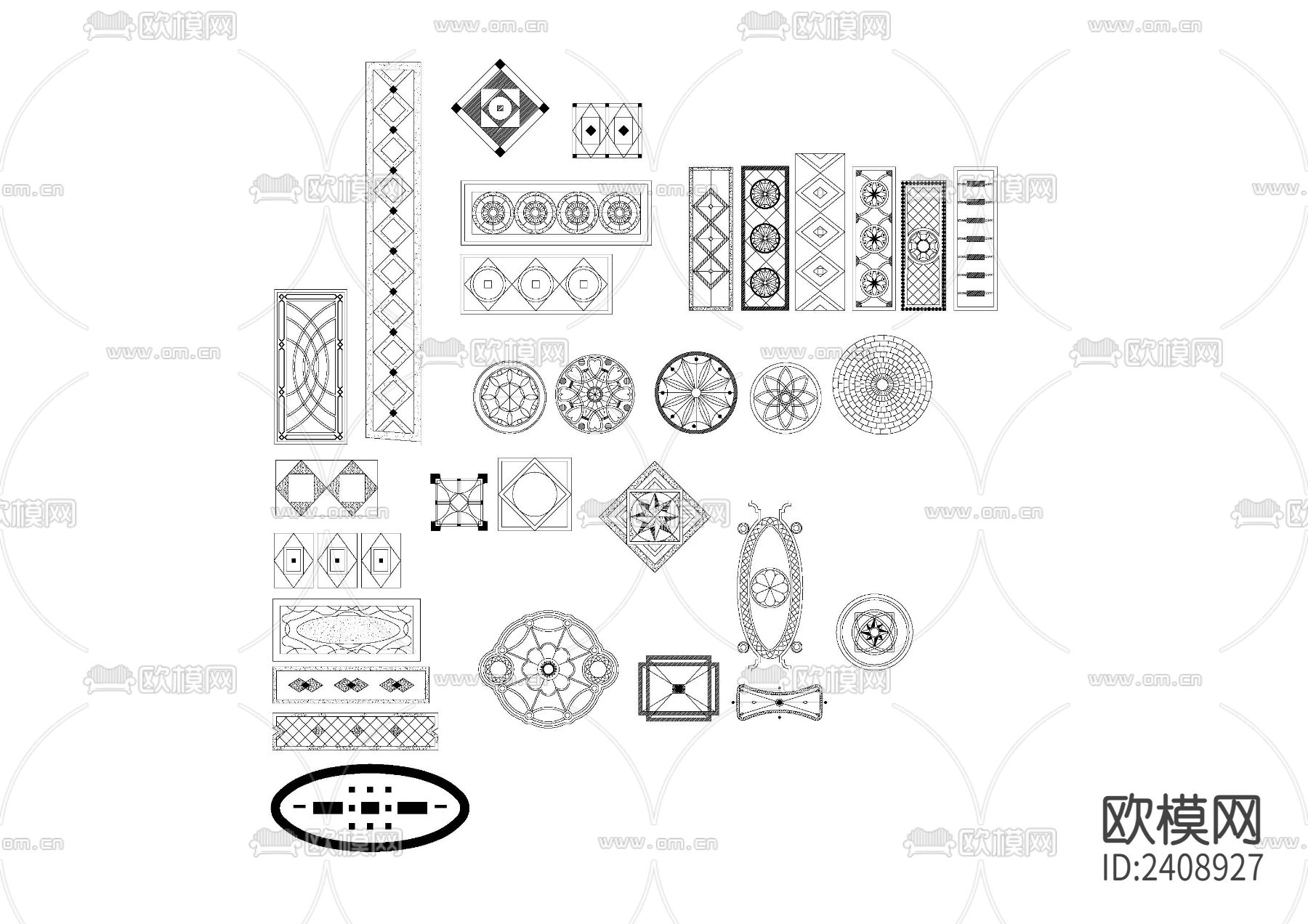 地面拼图库设计cad施工图下载（渲染图4）