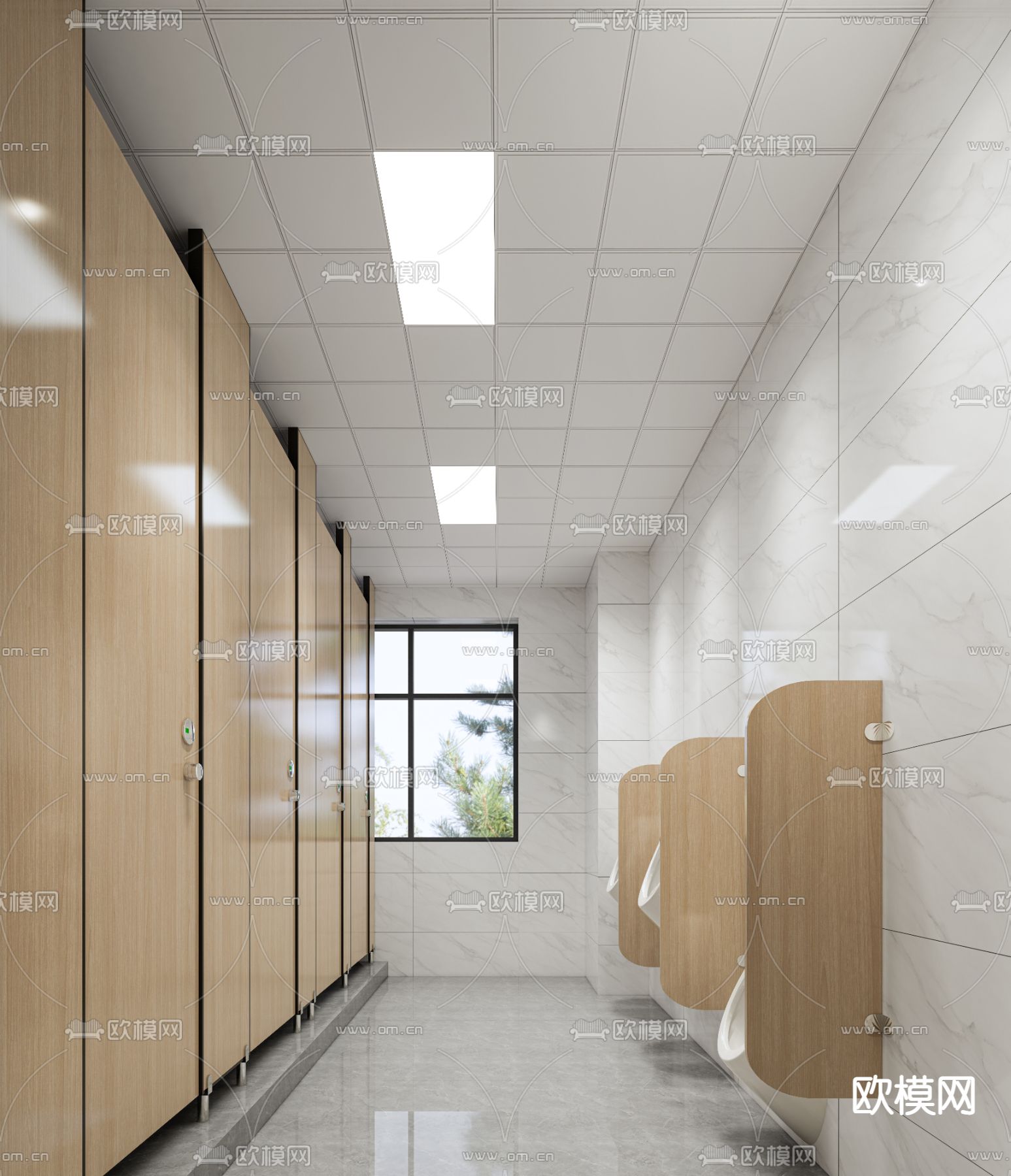 公共洗手间 卫生间su模型下载（渲染图1）